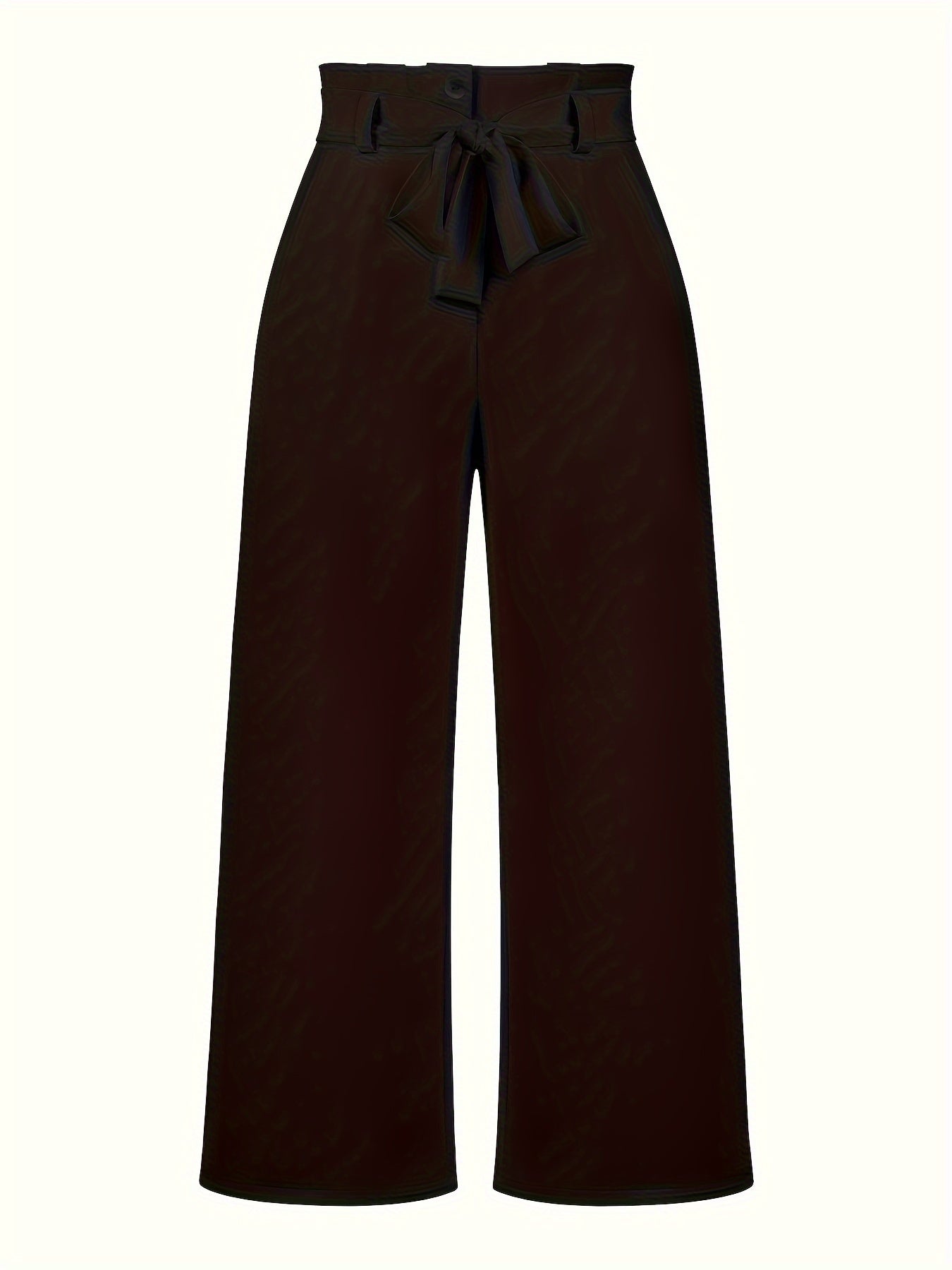  Solid High Rise Wide Leg Trousers With Belt