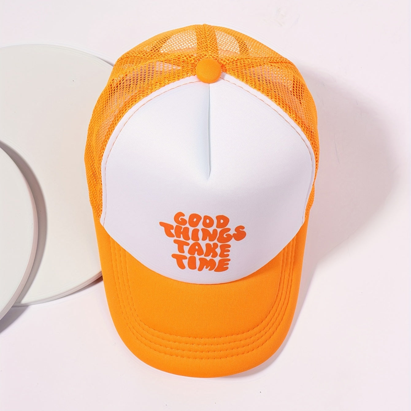 Printed Mesh Trucker Hat Block Baseball Cap Unisex Dad Hat