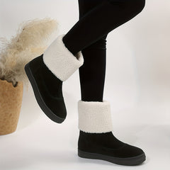 Women's Snow Boots Faux Fur Lined Slip On Outdoor Shoes