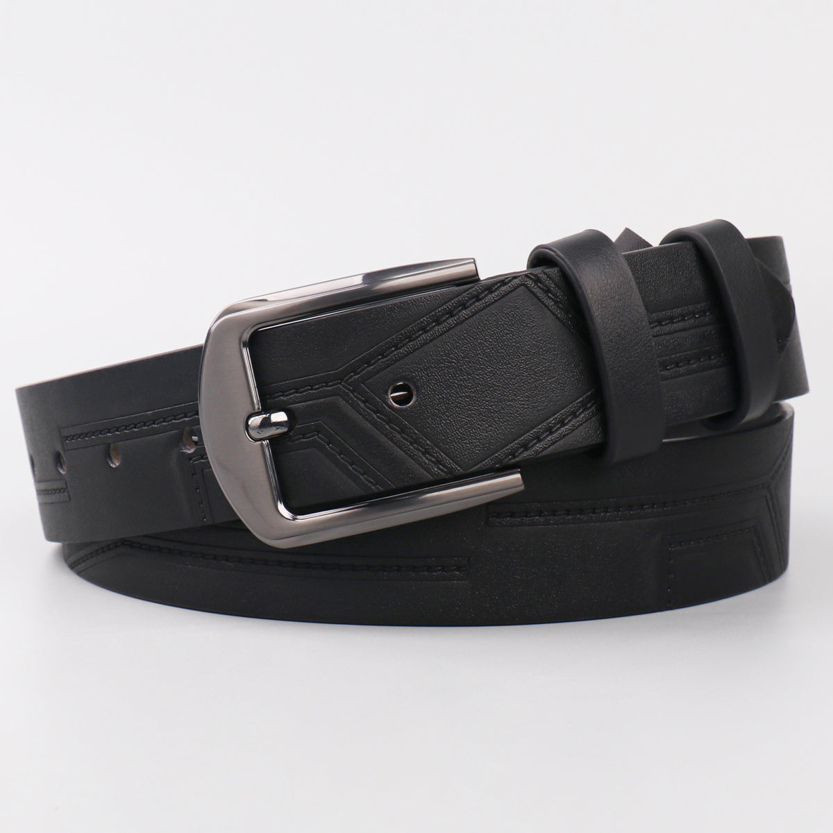 Men's Thread Alloy Needle Buckle PU Belt