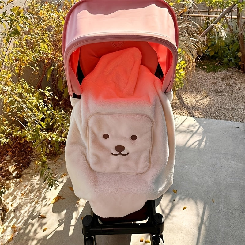 Bear Embroidery Stroller Windproof Throw Blanket Warm Blanket