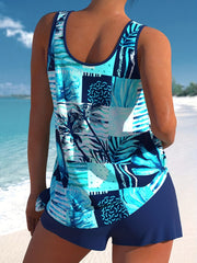  Boho Tankini Set Women's Plus Geo & Tropical Print Two Piece Set
