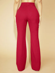  Ribbed High Rise Medium Stretch Trousers