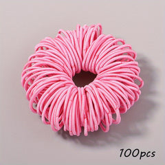 100pcs Elastic Hair Ties for Girls - Perfect Gift for Parties & Daily Life