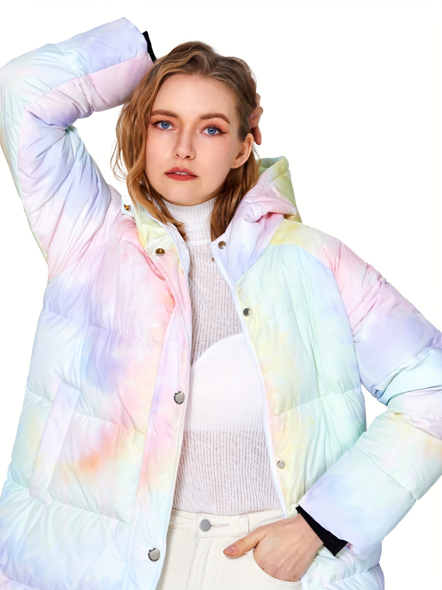 Colorful Print Puffer Jacket Women's Winter Down Jacket