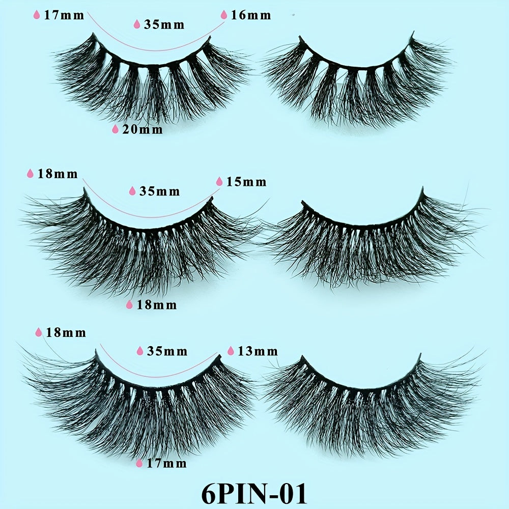 6 Pairs 3D Thick Faux Mink False Eyelashes - Long Wispy Lashes