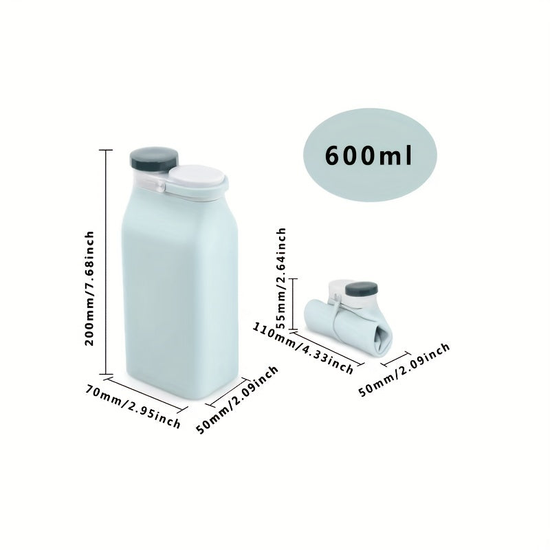 1pc Milk Box Shaped Folding Silicone Water Bottle Portable Collapsible Water Cup