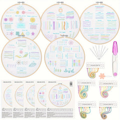 5 Sets Embroidery Starters Kit For Beginners - Stamped Cross Stitch