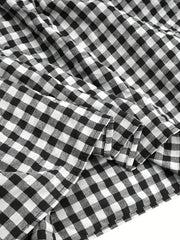  Gingham Print Maxi A line Smock Skirt