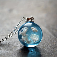 Clear Sky & Clouds Globe Pendant Necklace