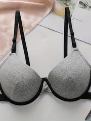 Colorblock Trim Push Up Bra Comfy & Breathable Intimates Bra Women's Lingerie