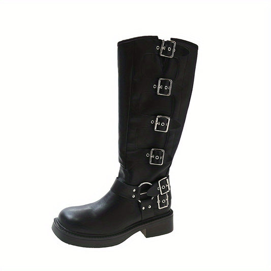 Women's Retro Knee High Boots Chunky Knight Boots