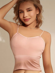 2pcs Solid V Neck Backless Crop Tops Women's Lingerie