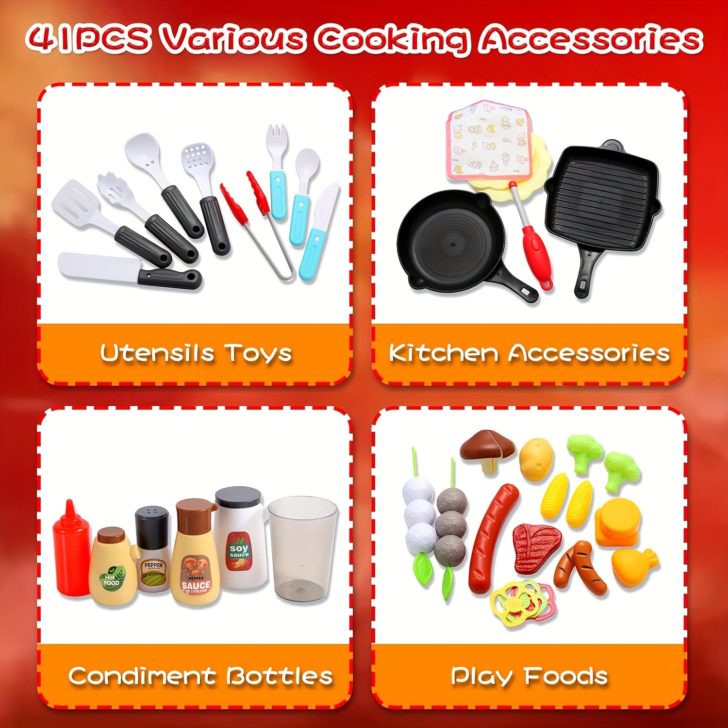 Kids Play Kitchen Toy Grill BBQ Kitchen Playset Outdoor Toy