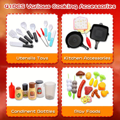 Kids Play Kitchen Toy Grill BBQ Kitchen Playset Outdoor Toy