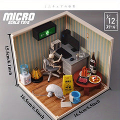 1:12 Scale Dollhouse Checkered Space Mini Cabin Model DIY Craft Scene