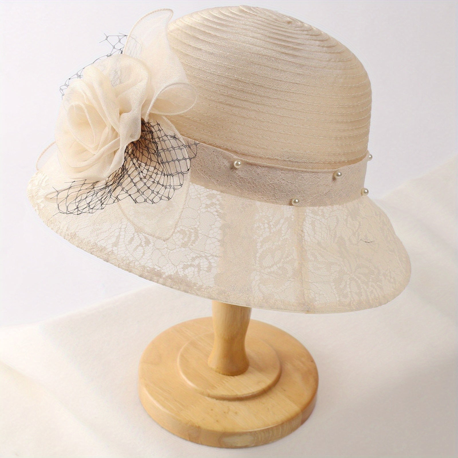 Mesh Breathable Bucket Hat Sunshade Flower Decor Hats For Women