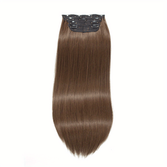 Long Straight Clip In Hair Extensions Synthetic Hair Pieces Natural Look
