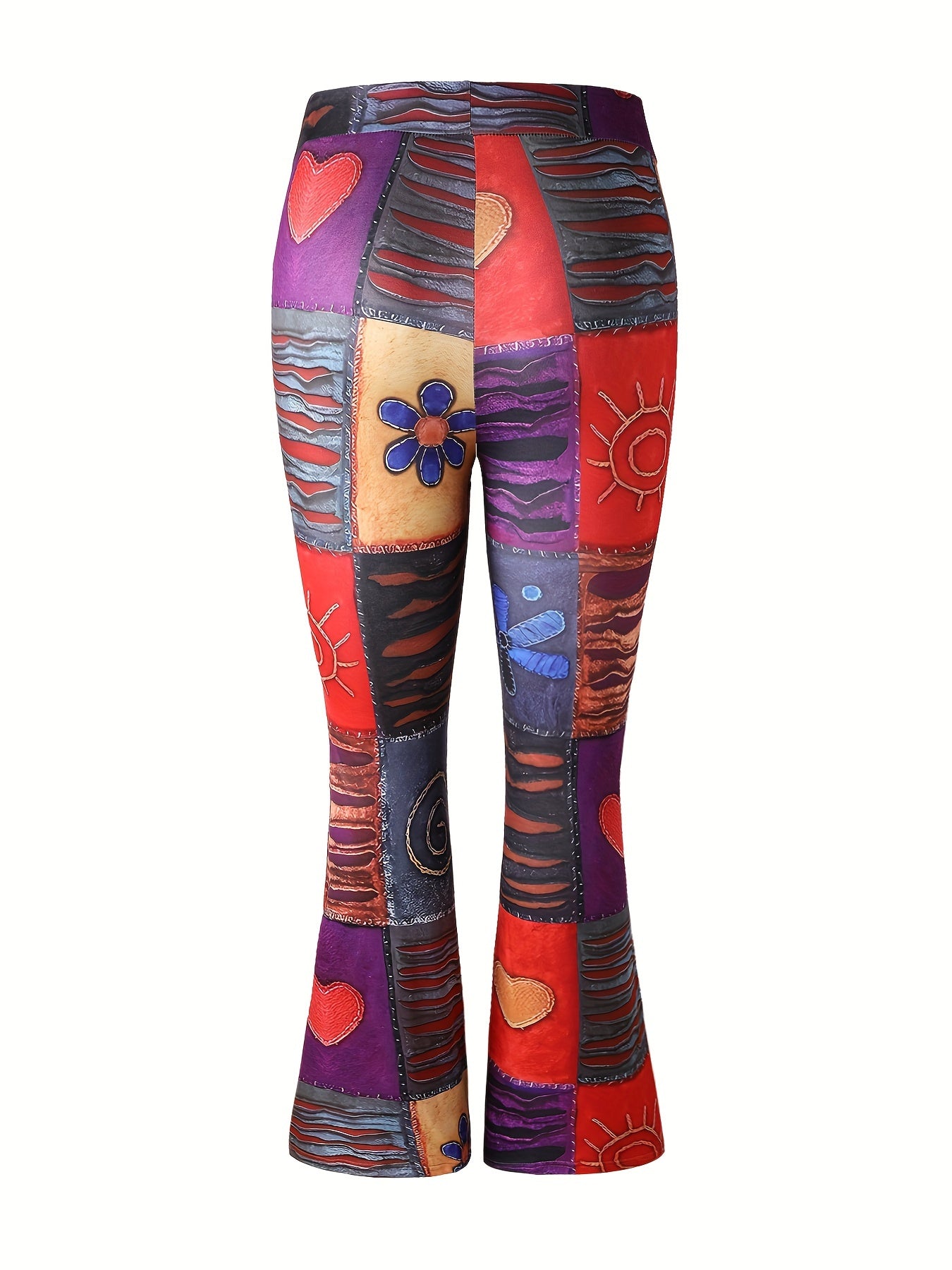  Boho Colorblock Flare Leg Pants