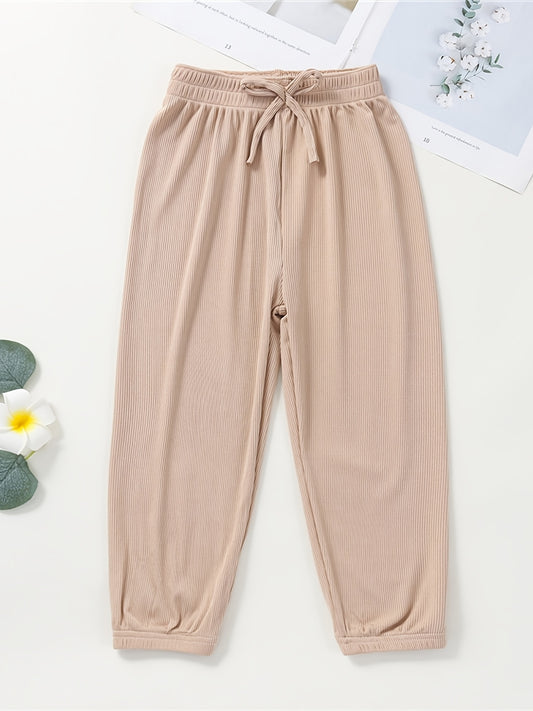 Girls Casual Sweatpants Elastic Waist Bow Loose Breathable Sport Jogger Pants