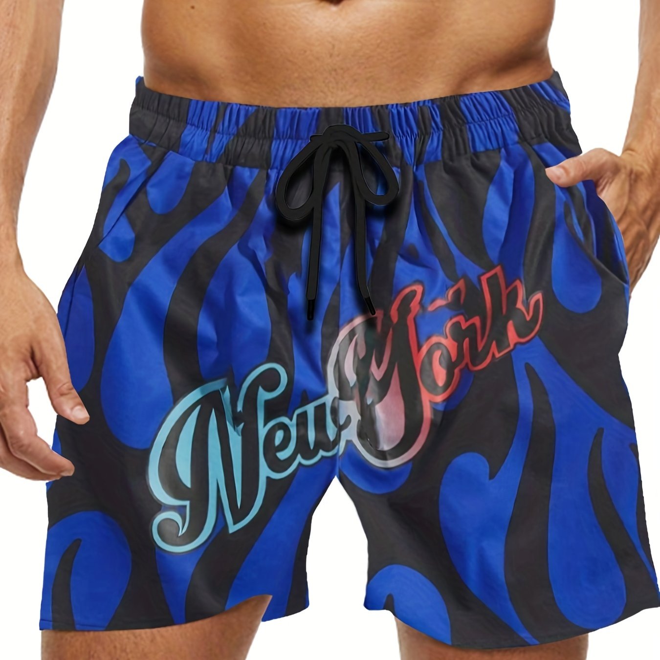 NY Print Casual Summer Pool Beach Shorts Men's Lounge Shorts