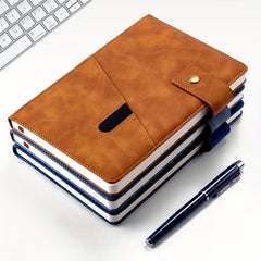 3pcs Set A5 Lined Faux Leather Journal & Pens Unisex Personalized Hardcover