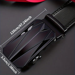Men's PU Leather Belt Automatic Buckle Wedding Business Pants
