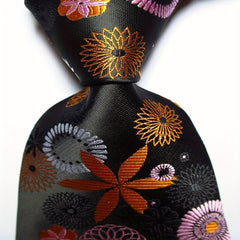 Gold Paisley Men's Necktie Set Woven Jacquard Tie