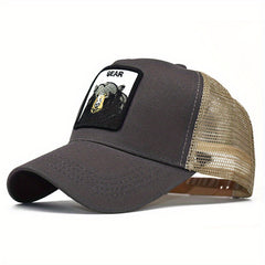 Bear Embroidery Patch Trucker Hat Unisex Animal Pattern Baseball Cap