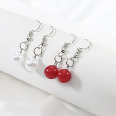 2 Pairs Round Faux Pearl Earrings Gift