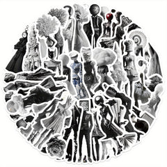 50pcs Monochrome Graffiti Stickers Reusable Adhesive Art Decals for DIY Crafts
