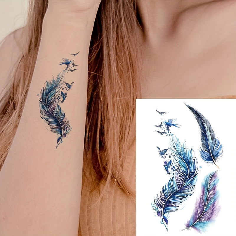 Waterproof Feather Tattoo Sticker Stylish Long Lasting Temporary Tattoo