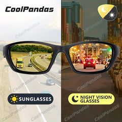 CoolPandas Outdoor Sport Cycling Driving Fishing Photochromic Sunglasses Men