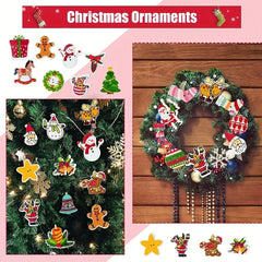 50pcs Christmas Mixed Wooden Crafts Buttons Snowflake Sewing DIY Decorative