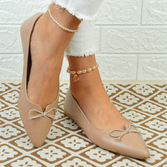Women's Bowknot Ballet Flats Pointed Toe Slip On Faux Leather Shoes