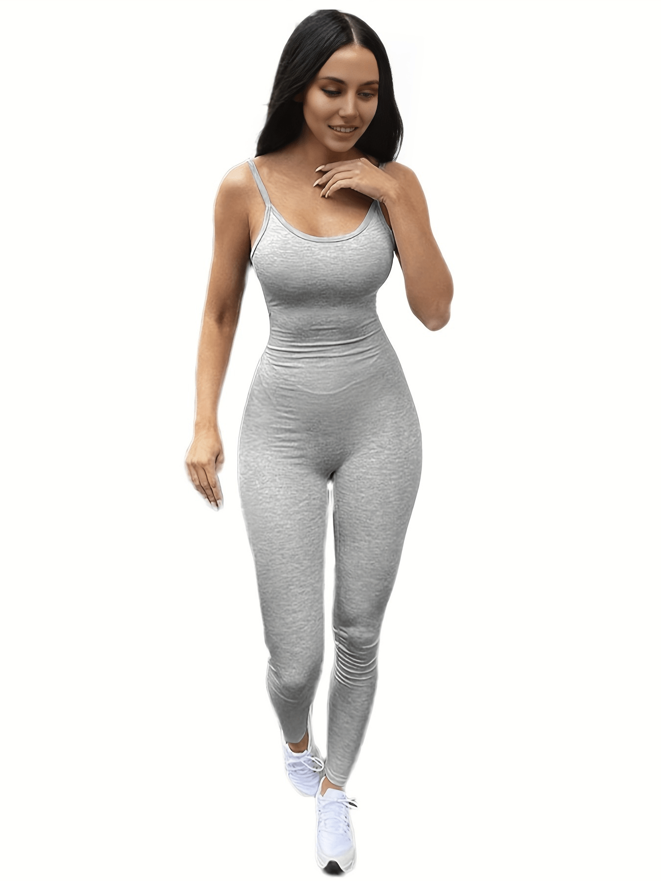 Solid Cami Jumpsuit Casual High Stretch Sleeveless Long Length Jumpsuit