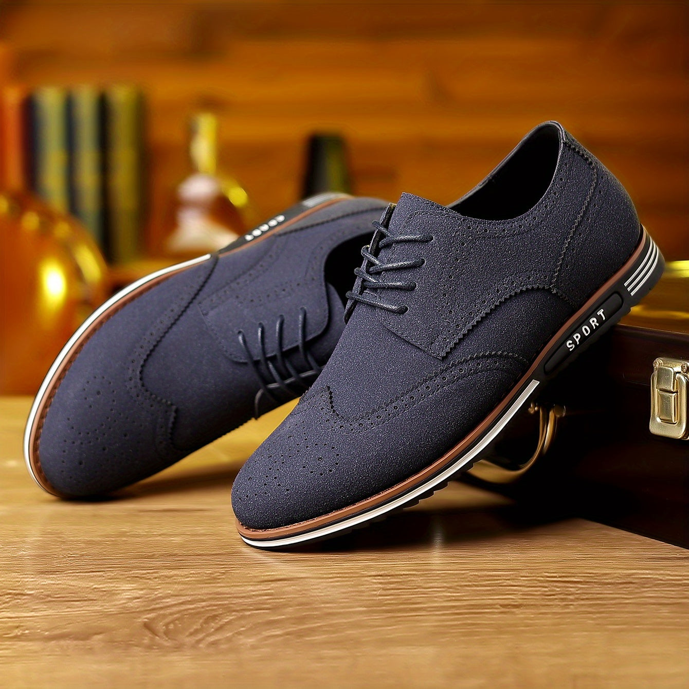 Men's Brogue Wingtip Derby Shoes Lace up Formal Dress Shoes