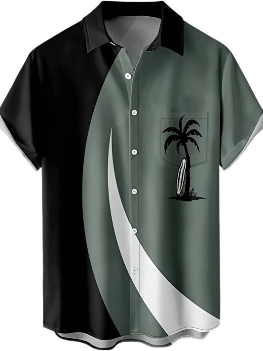 Men's Hawaiian Palm Tree Graphic Shirt Short Sleeves