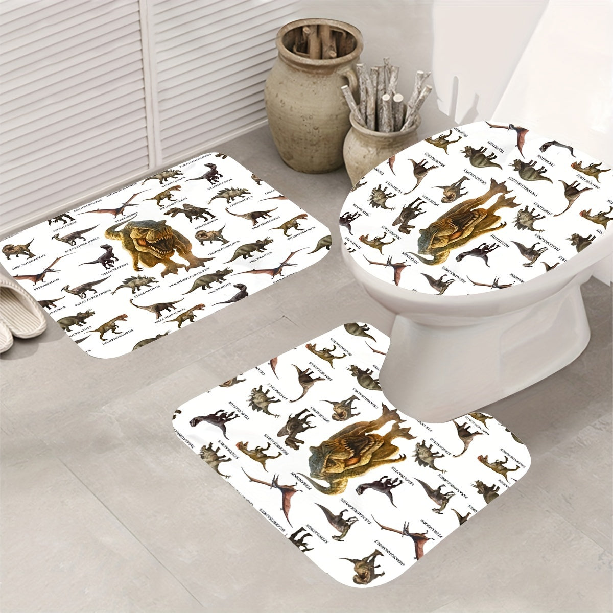 Dinosaur Shower Curtain Set with Bathroom Accessories