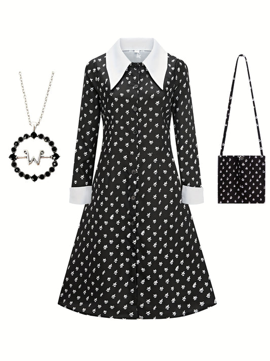 Girls Dress & Wig & Bag Set for Performance Party Cosplay