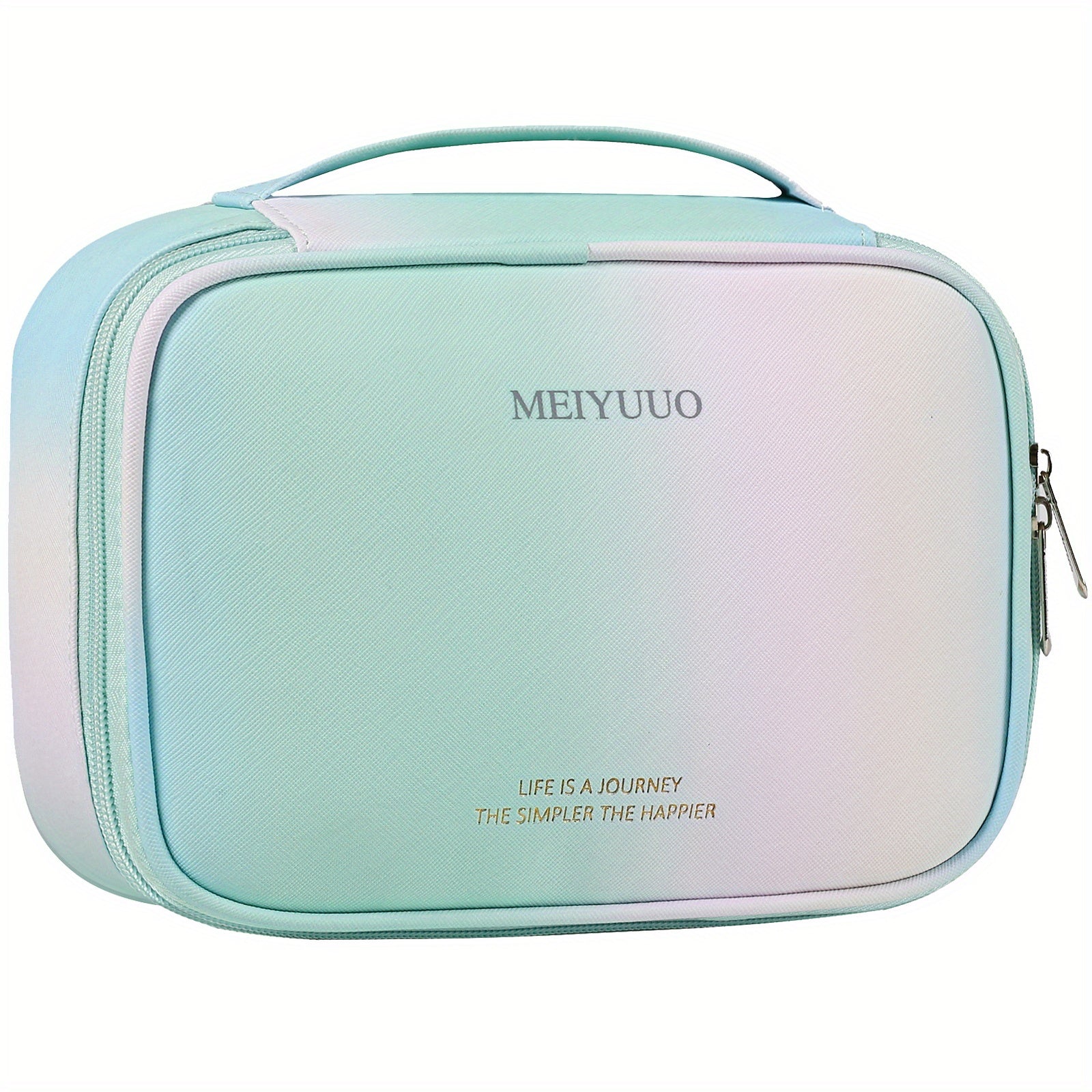 Large Capacity Gradient Makeup Bag with Brush Holder and Handle