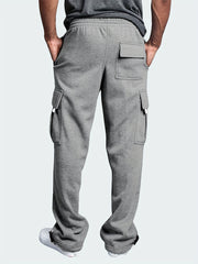 Men's Straight Leg Fleece Cargo Pants for Winter