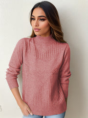 Warm Mock Neck Pullover Sweater for Women