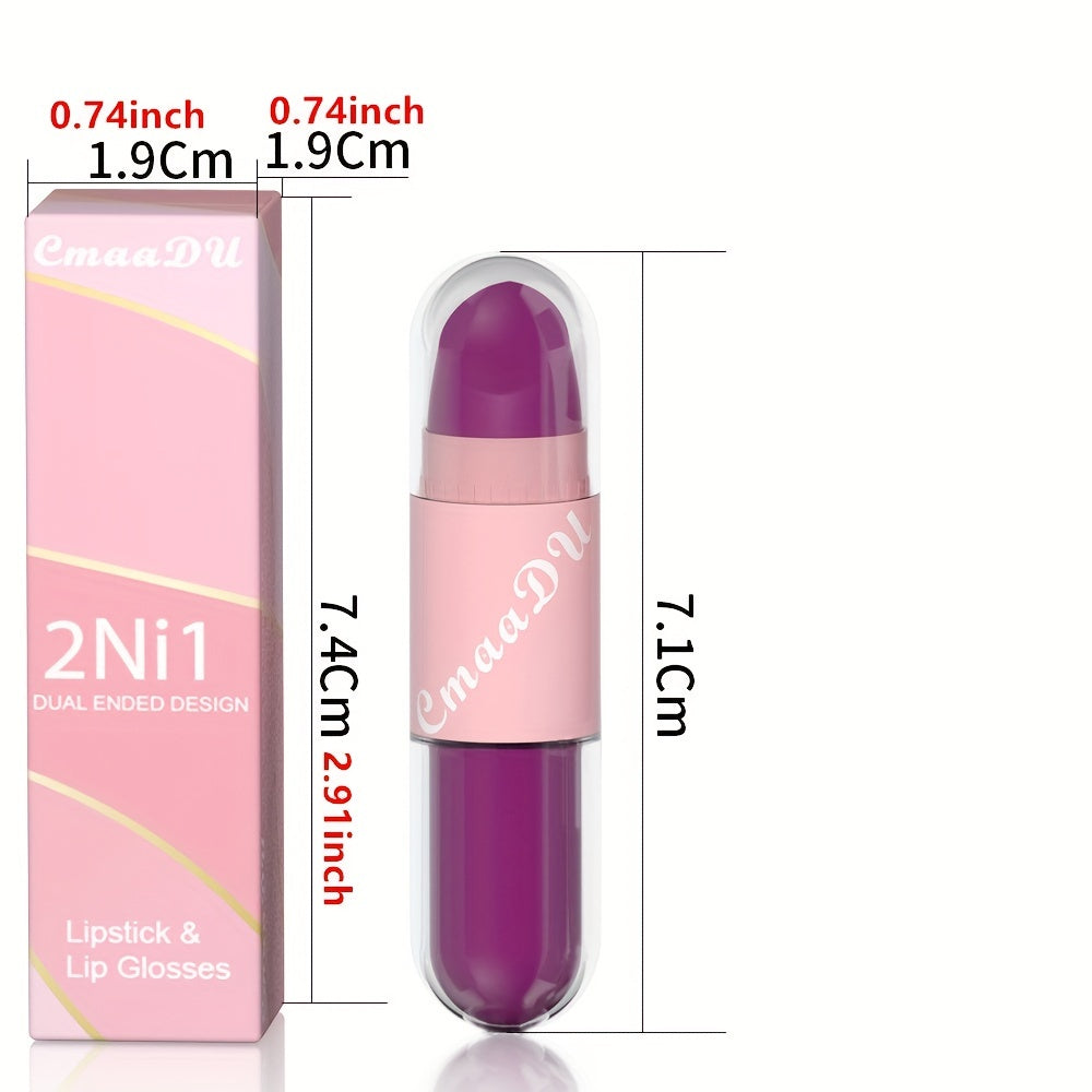 2 in 1 Matte Lipstick & Lip Gloss, Rich Lip Tint - 18 Colors