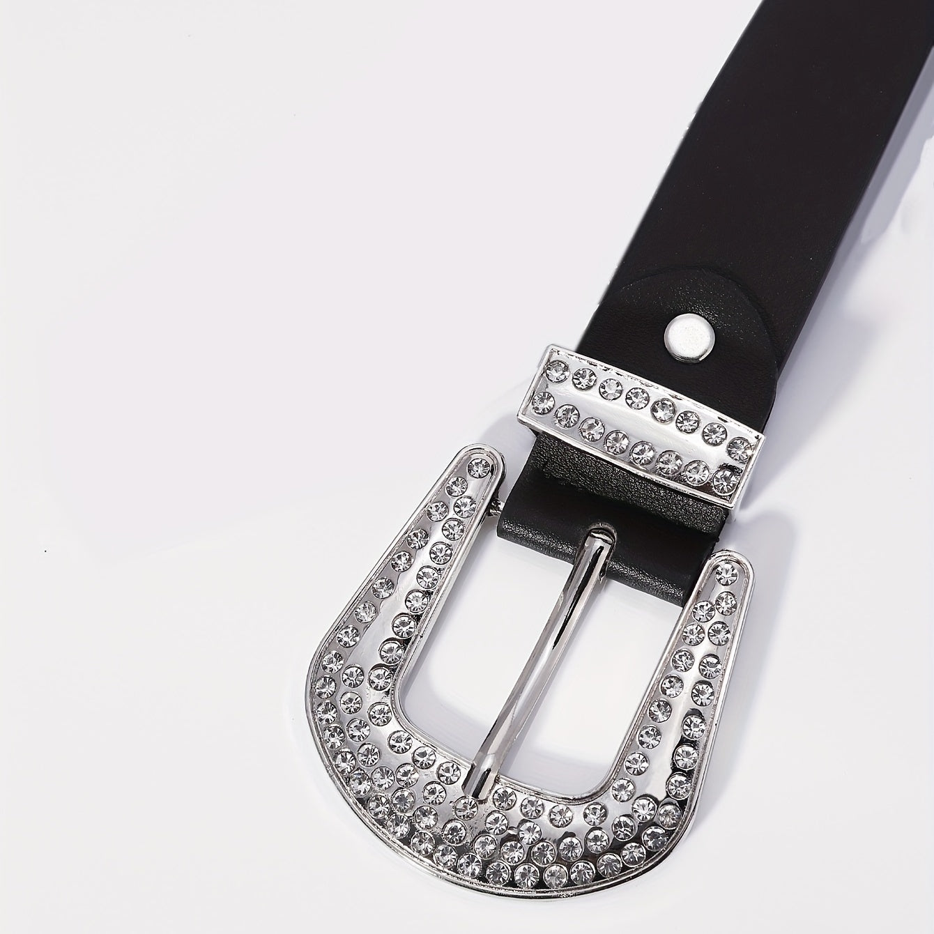 Glamorous Rhinestone Inlaid Wide Leather Belt for Men
