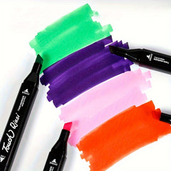 Double Headed Marker Pens Set - Quick Drying - 24/Pack