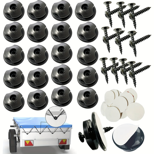 20pcs Car Trunk Hook Mounting Points Luggage Net Hook w/Screws & Adhesive