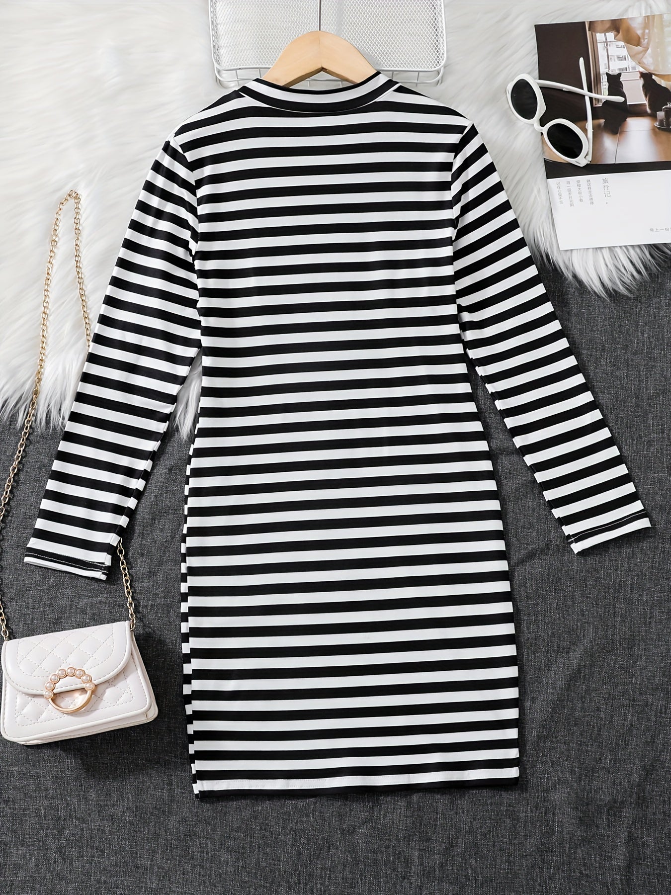 Girls Striped Bodycon Casual Hooded Tank Dress