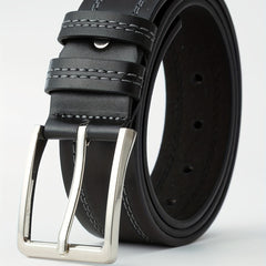 Men's Double Wire Alloy Needle Buckle PU Belt