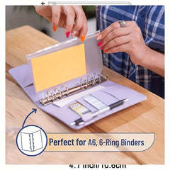 12pcs A6 Zipper Binder Pockets Waterproof PVC Leaf Pouch
